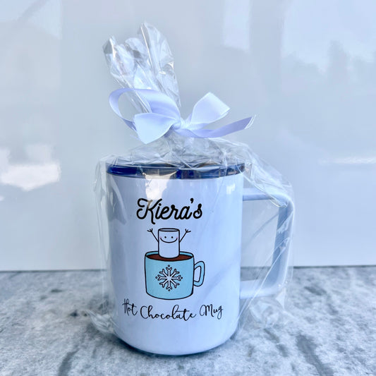 Personalized Hot Chocolate Mug  Blue Design – Stick'em Up Baby®
