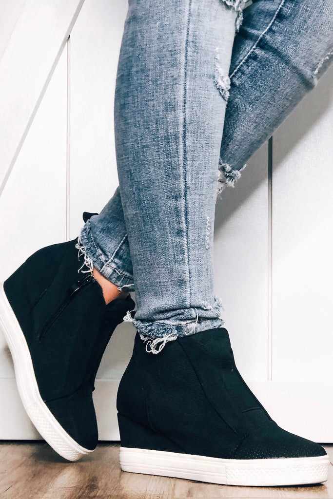 black zoey wedge sneaker