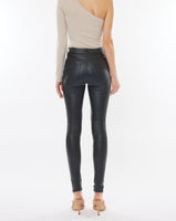 High-Rise Black Faux Leather Jean