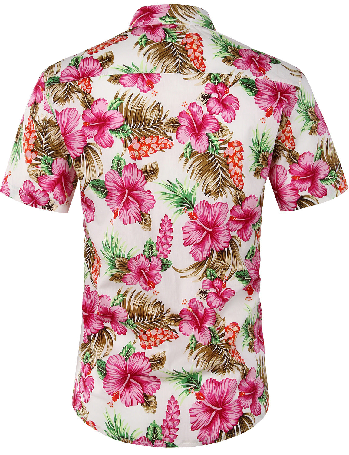 JOGAL Men's Flower Casual Button Down Short Sleeve Hawaiian Shirt(Hibi ...