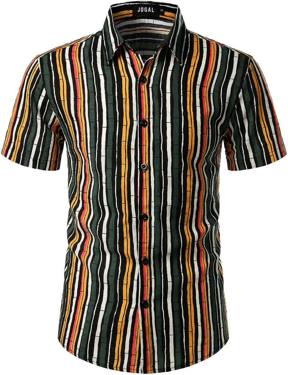 JOGAL Men's Casual Stripe Short Sleeve Button Down Shirts – JOGAL SHOP