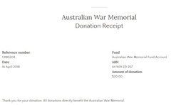 Australian War Memorial April 2018 Donation