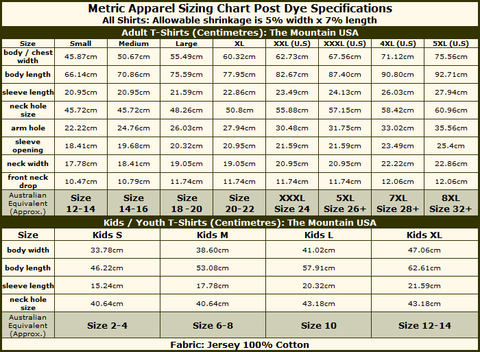 Xl Size Chart Australia