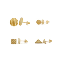 14K gold geometric stud earrings