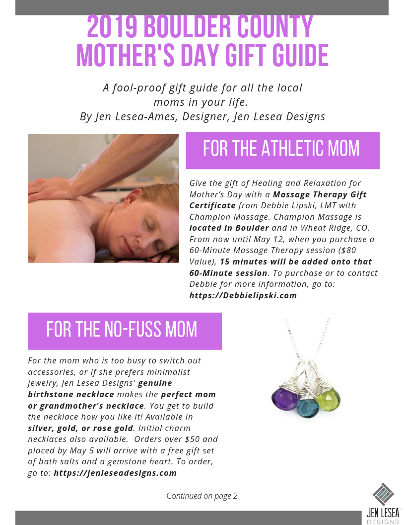 Boulder Colorado Mothers Day Gift Ideas