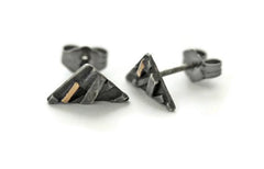 Silver and Gold Triangle Stud Earrings