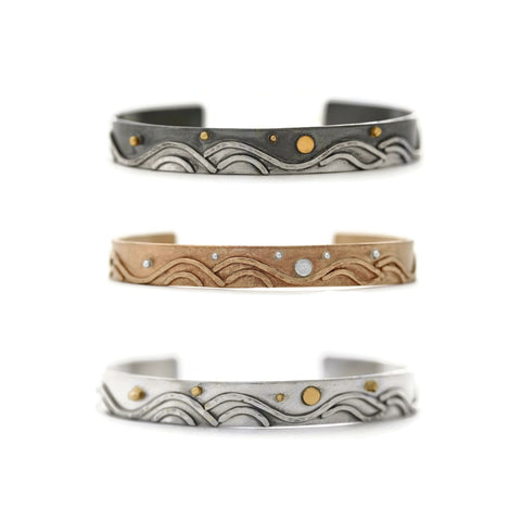 Wave inspired skinny cuff bracelets by Jen Lesea Designs