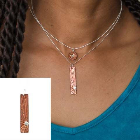 Shine vertical bar necklace two toned