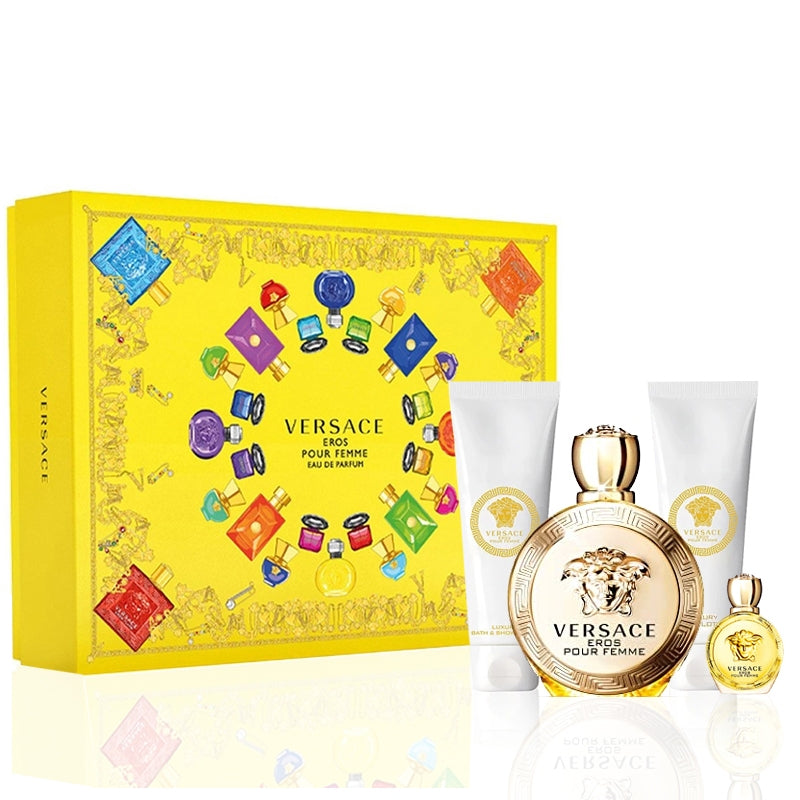 Set Nước Hoa Nữ Versace Eros Pour Femme EDP (100ml + Shower Gel 100ml + Body Lotion 100ml + Mini 5ml)