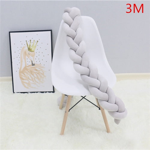1M/2M/3M Baby Bumper Bed Braid Knot Cushion Bumper for Infant