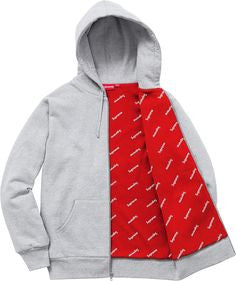 supreme grey zip up hoodie