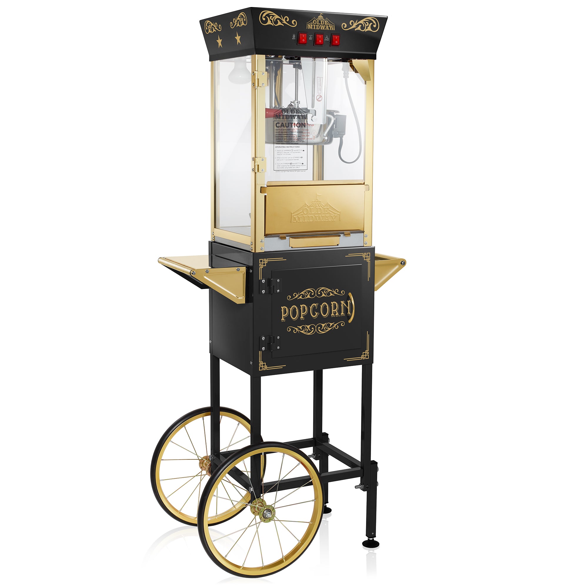 8 oz. Movie Theater Popcorn Machine with Cart, Black