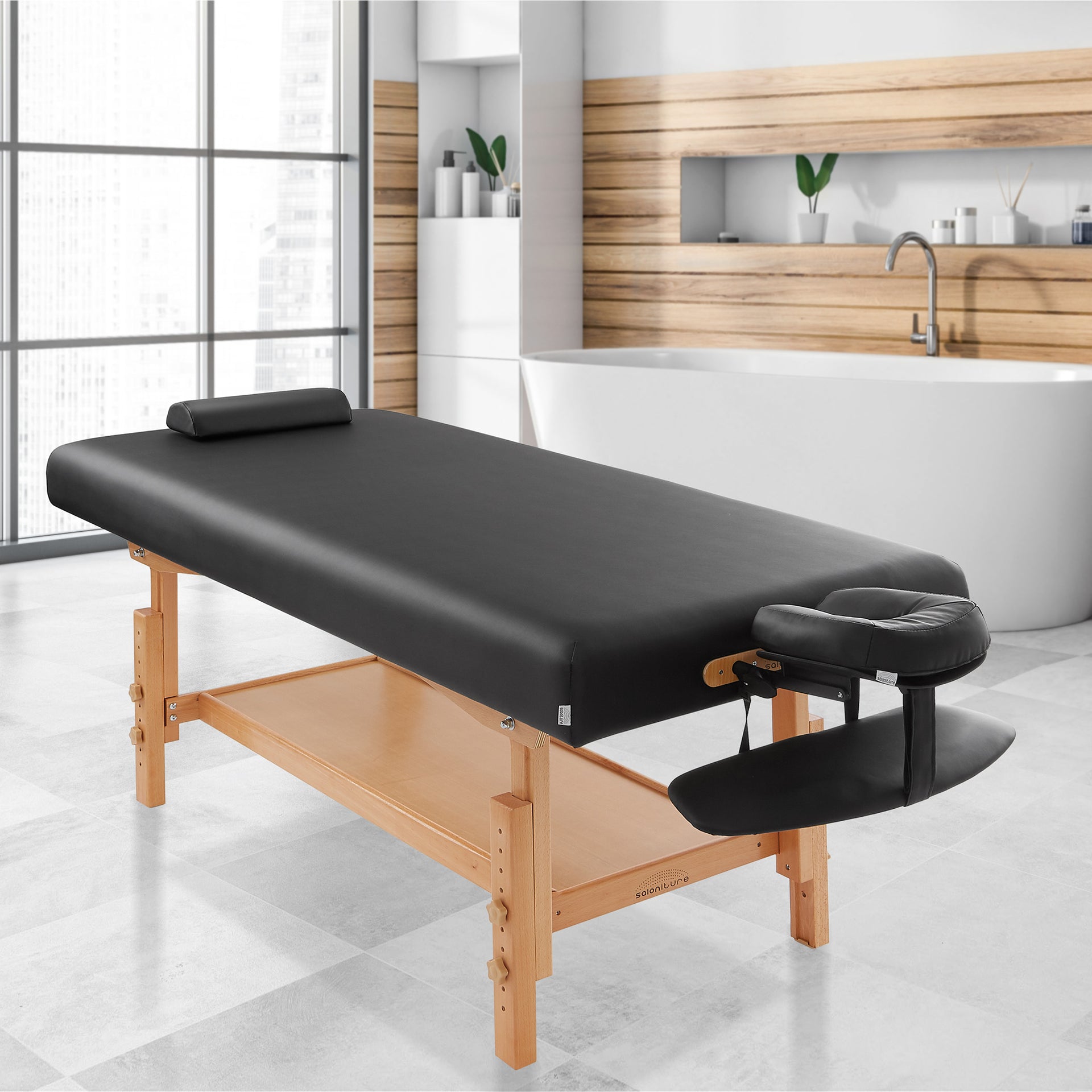 Professional Stationary Massage Table With Shelf And Accessories Mix