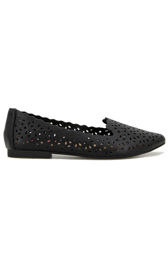 Whitney Scalloped Ballet Flats for Women - Black