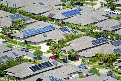 Solar Panels Installed on a House Rooftop for Sustainable Energy