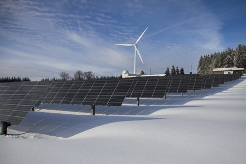 solar and wind together in the snow