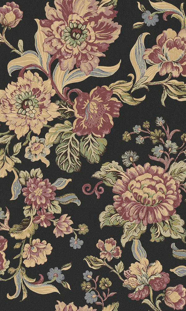 Vintage Bold Floral Wallpaper | Fiore Black Floral Heritage 220461