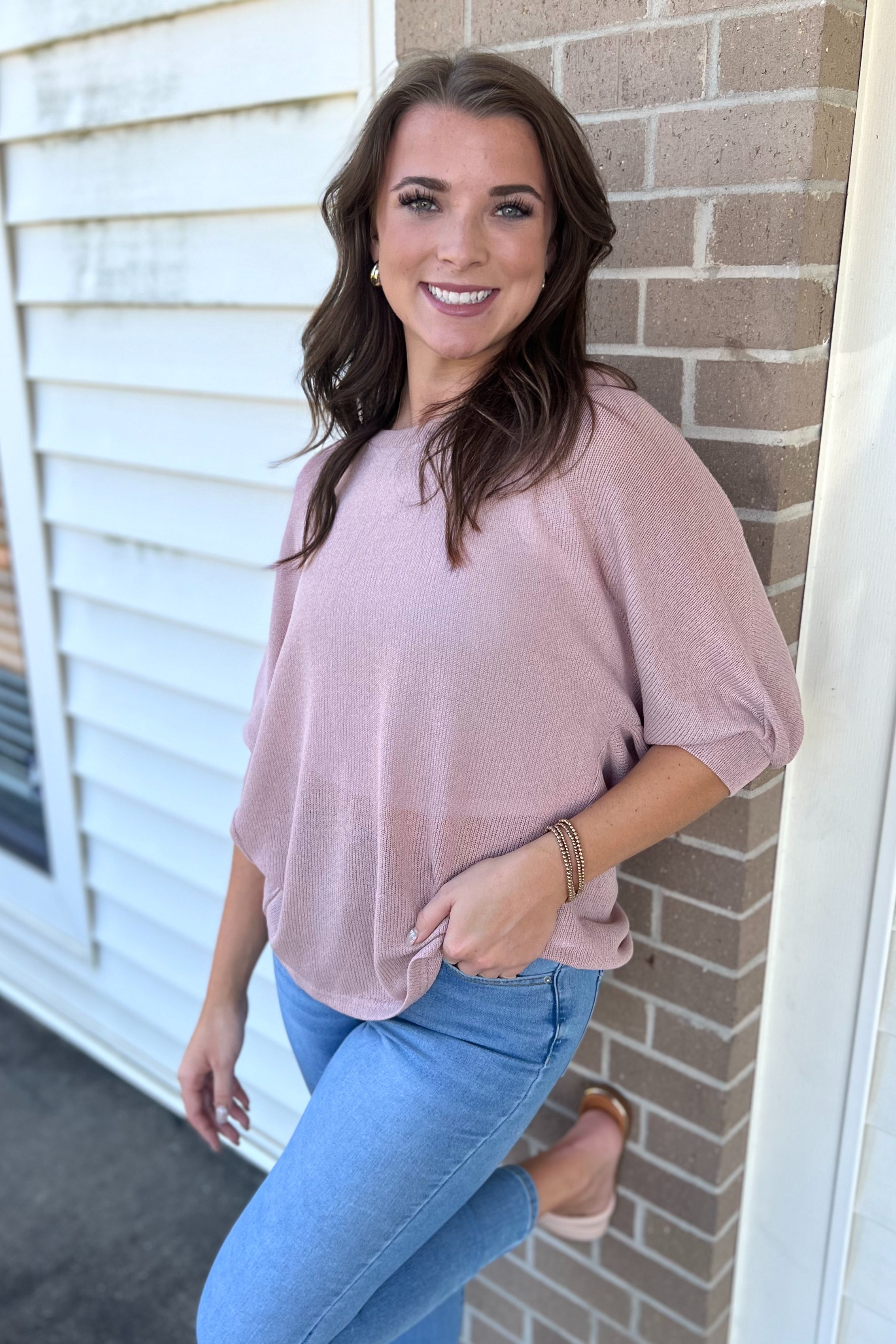 SKYLAR Cotton Knit Top (Rose)