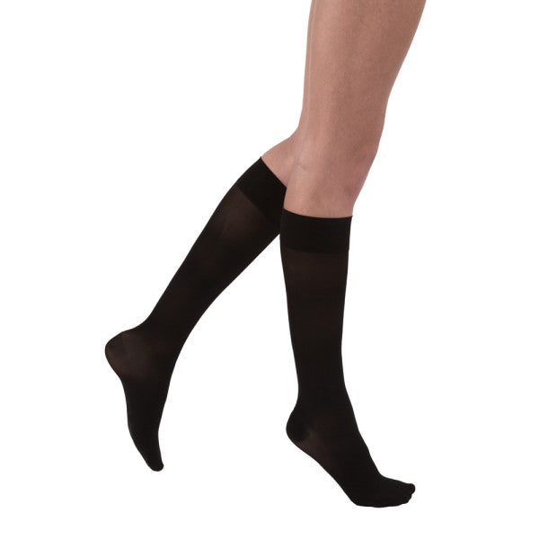 Truform Sheer Compression Stockings, 30-40 mmHg, Women's Knee High Length,  30 Denier, Black, X-Large