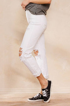 Distressed White High Rise 90'S Skinny Jean