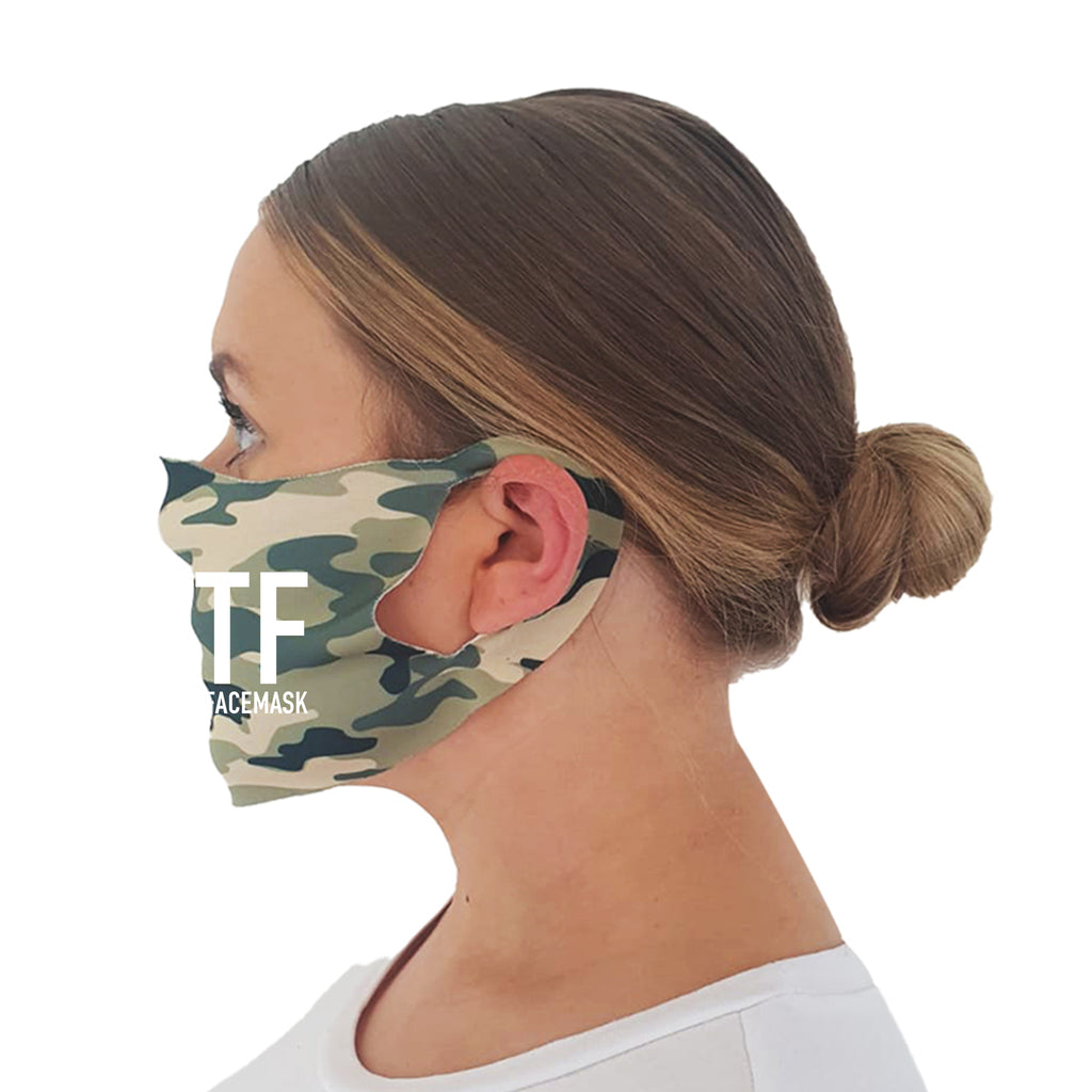 WTF Wear The Facemask Funny Quote - Camouflage Face Cover
