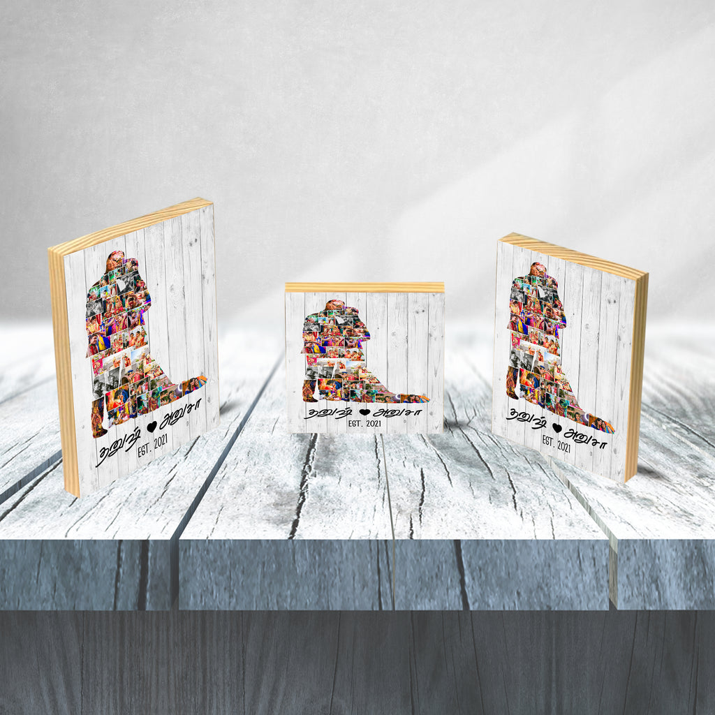 Personalised Tamil Wedding Wooden Block Photo Collage Wedding Anniversary  Gifts