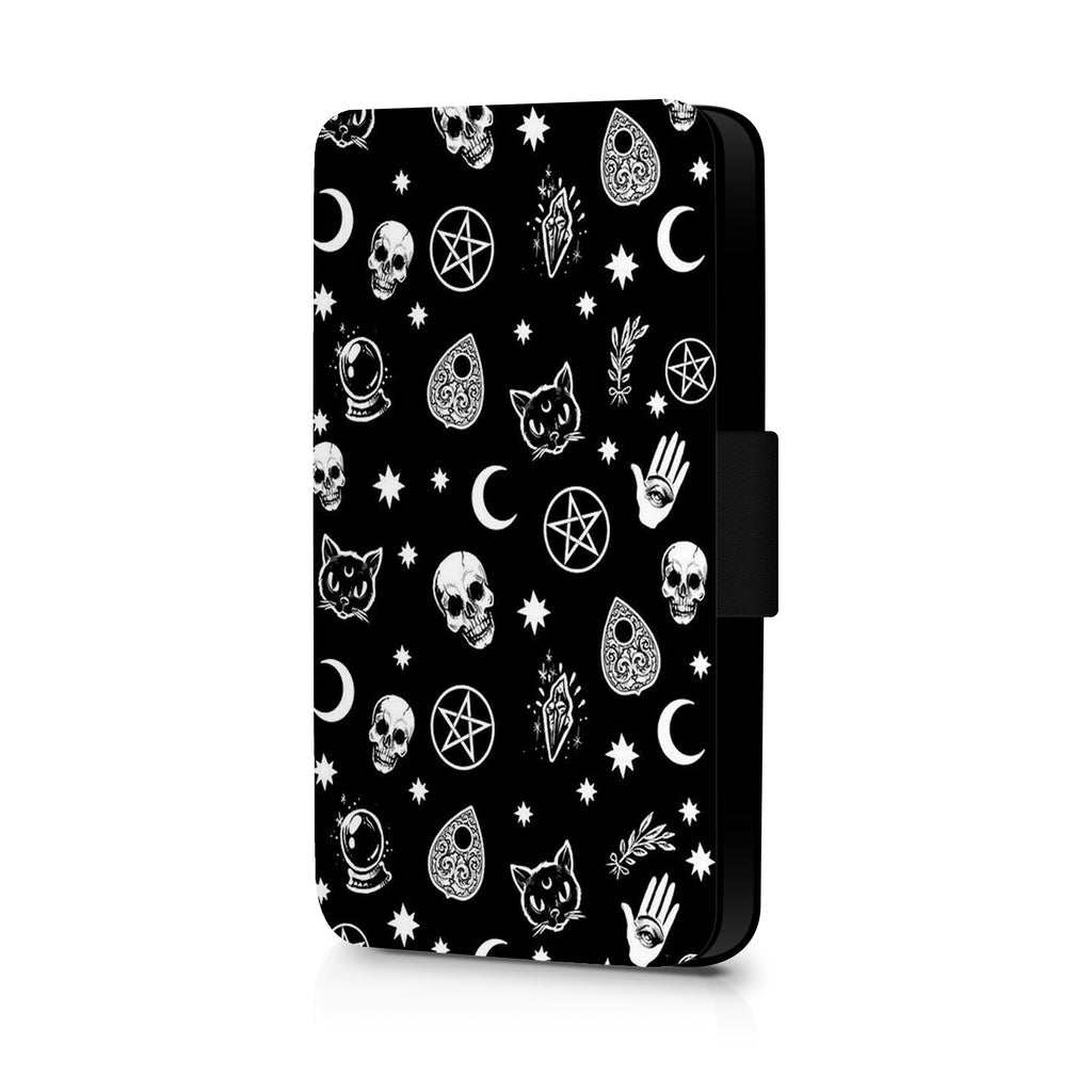 Gothic Skull Cat Tattoos Heart Spooky Halloween Faux Leather Case