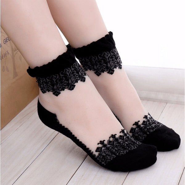 FeetyWeety Store - Ultrathin Crystal Silk Lace Ladies' Socks - 6 Variants