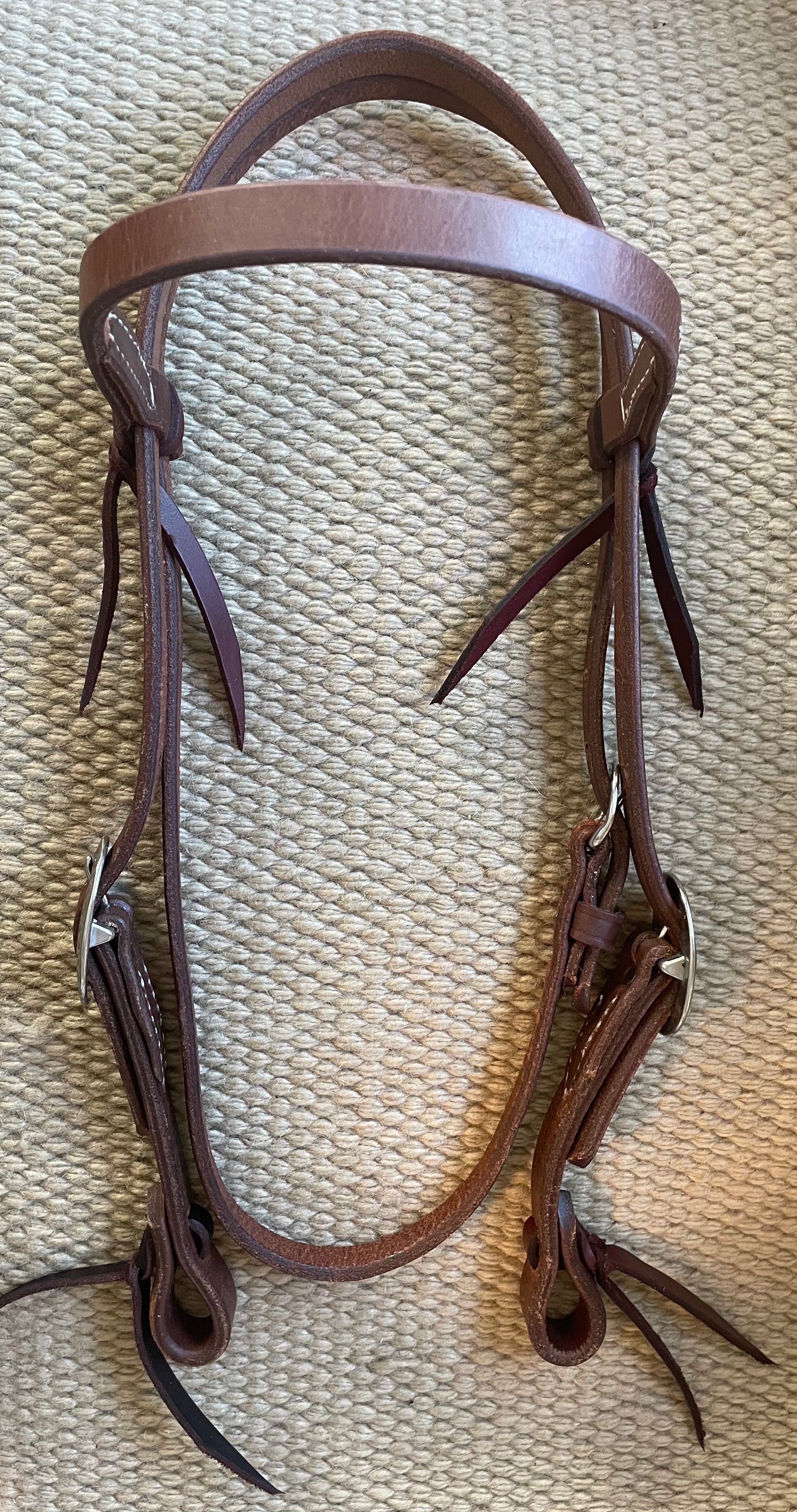 Headstall - HS179 - Heavy Oiled Browband w/ Latigo Ties