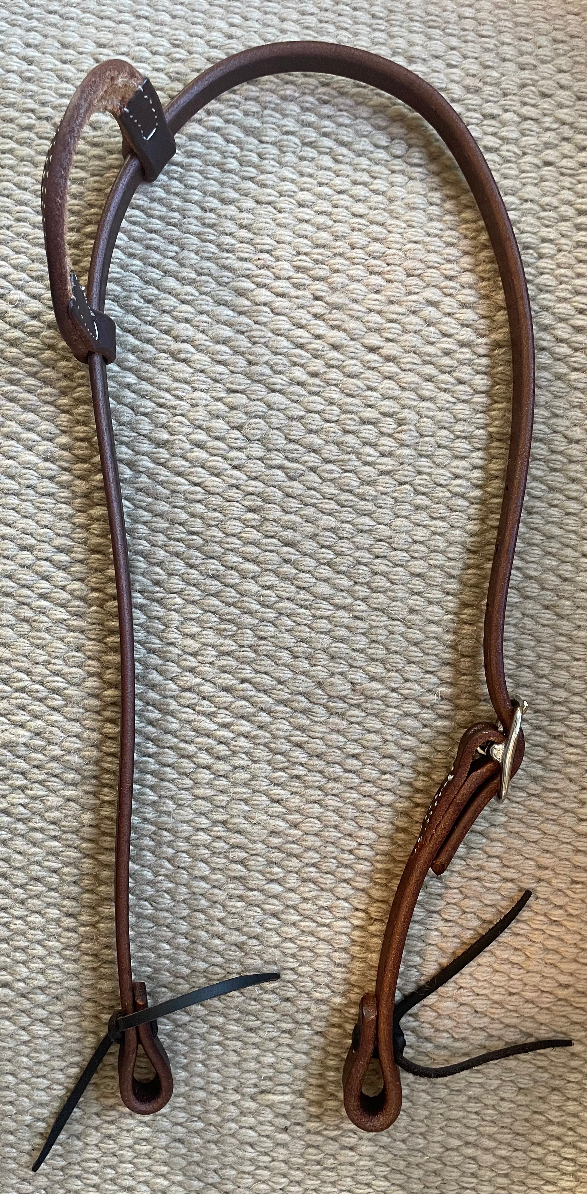Headstall - HS182 - Heavy Oiled Sliding Ear w/ Latigo Ties