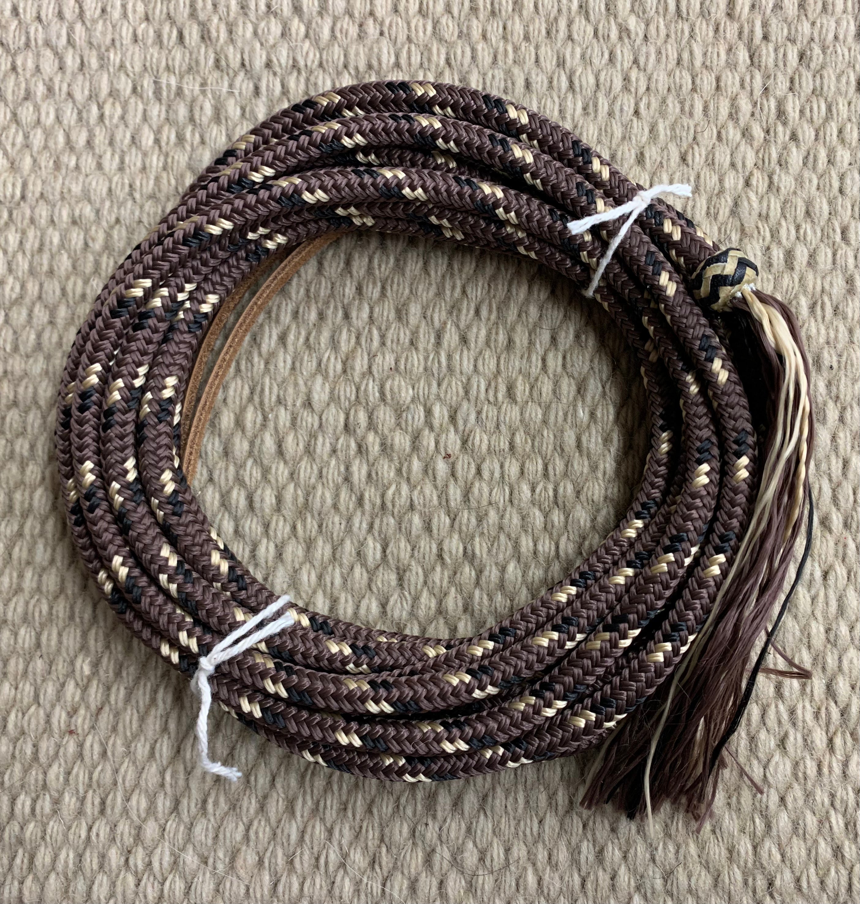 Get Down - GET20 - 3/8"x18' Brown w/ Black and Tan Flecks and Rawhide Knot