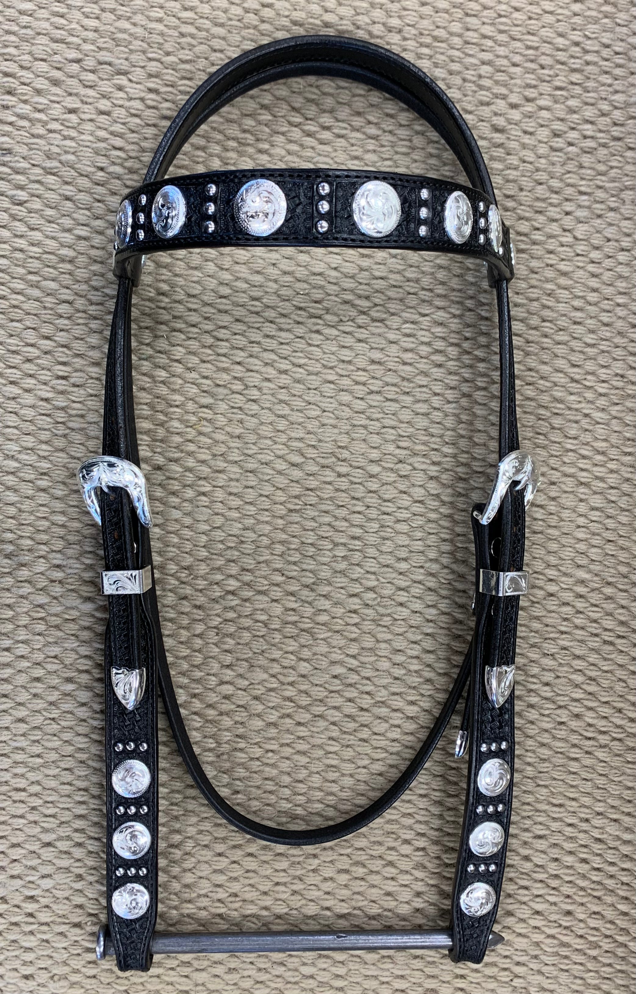 Headstall - HS03 - Basket Black w/ Spots Pattern