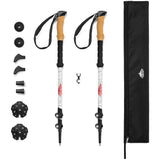 CARBON FIBER QUICK LOCK TREKKING POLES CORK GRIP - WHITE