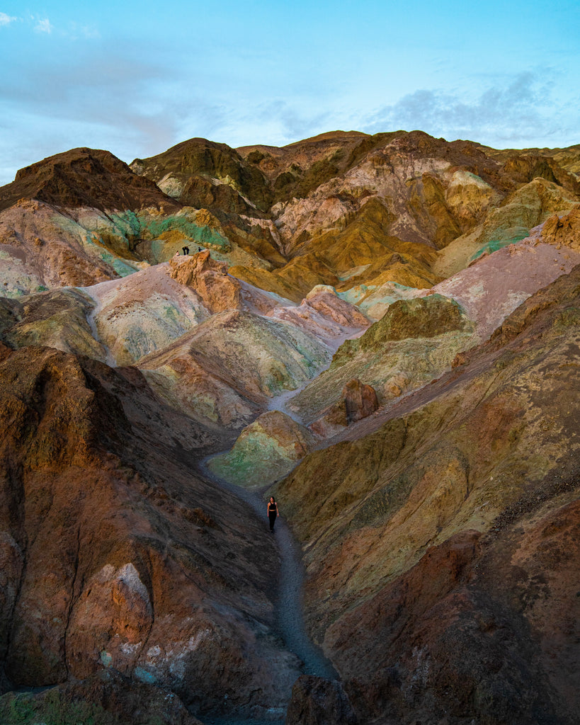 landscape of artists palette, a hike in death valley