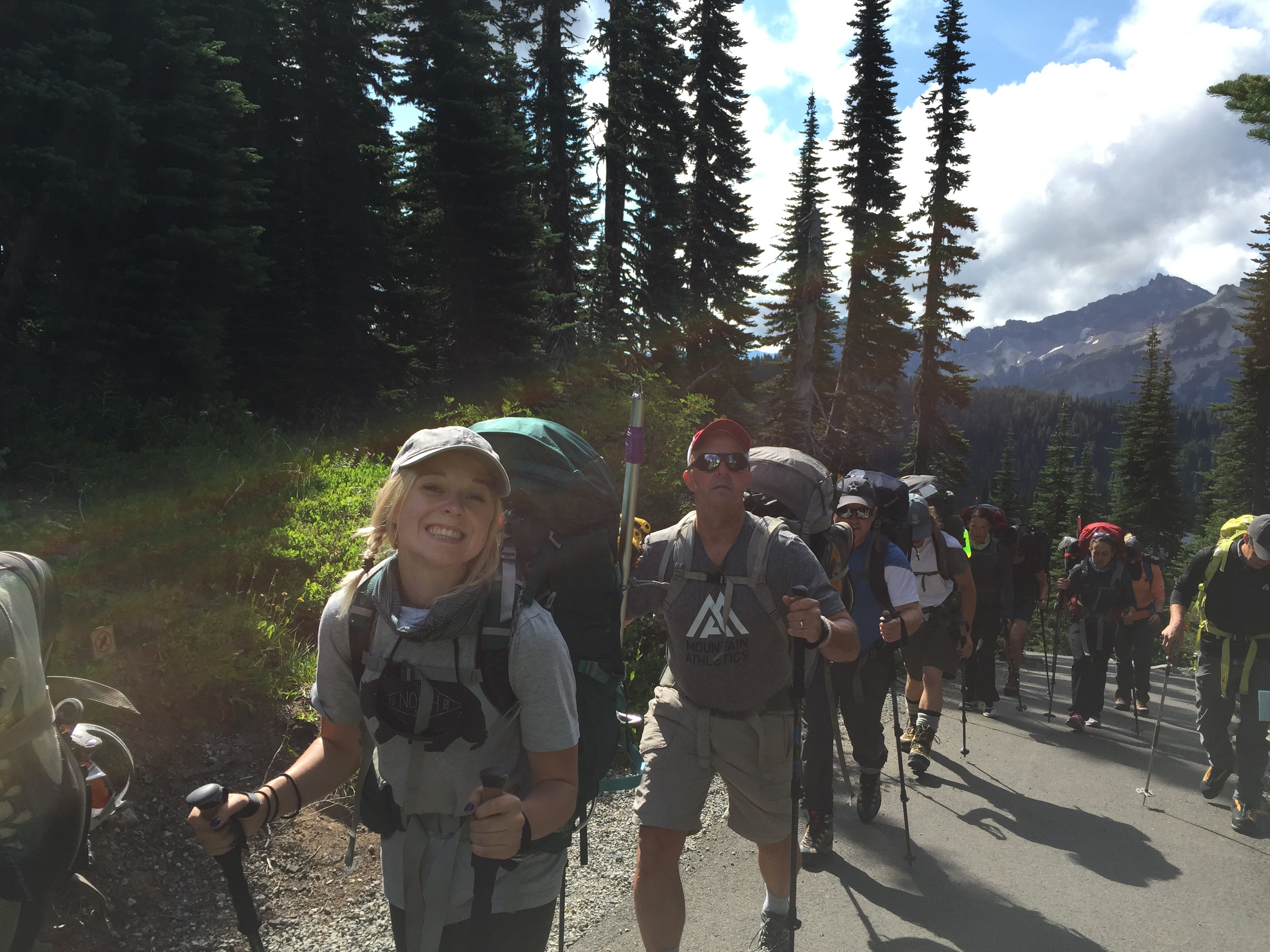 father and daughter hike