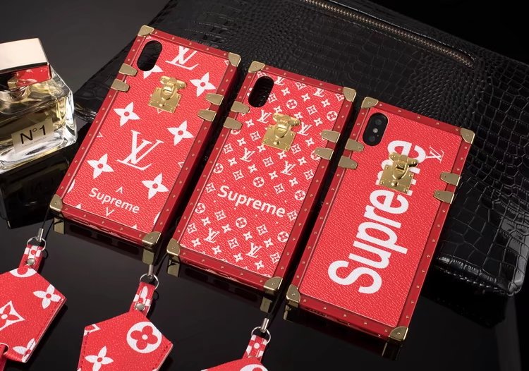 Classic Red Louis Vuitton Monogram x Supreme Logo iPhone XS Case