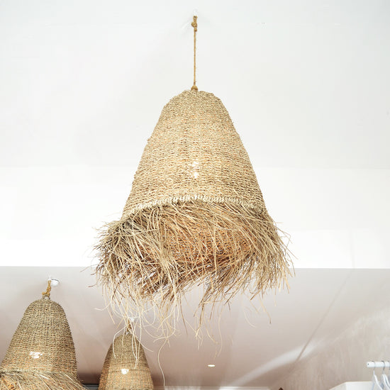 Large Natural Seagrass Fringe Pendant – Paradise Living Co.