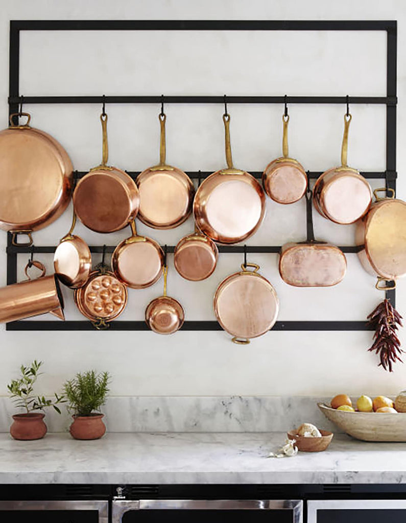 Copper pans hanging