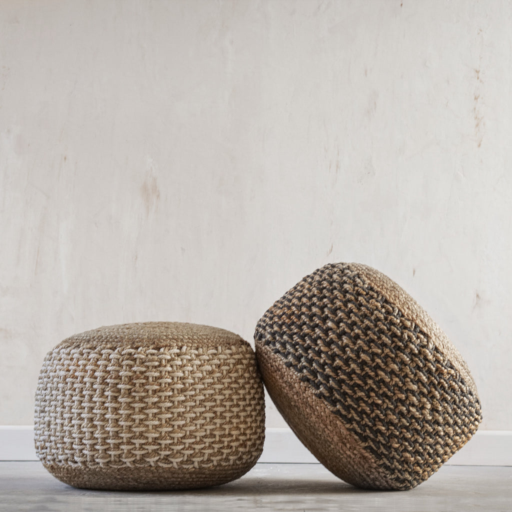 Rustic jute pouffe