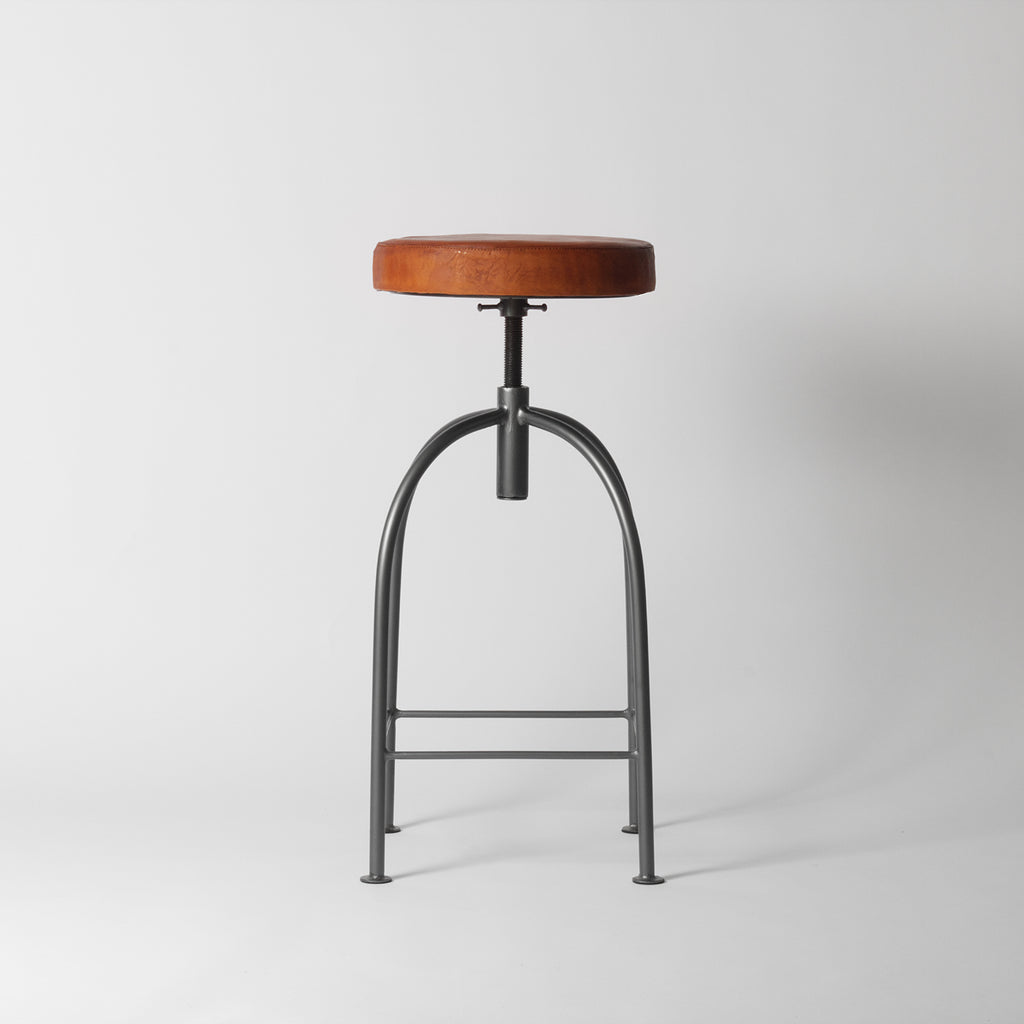 Tan leather bar stool