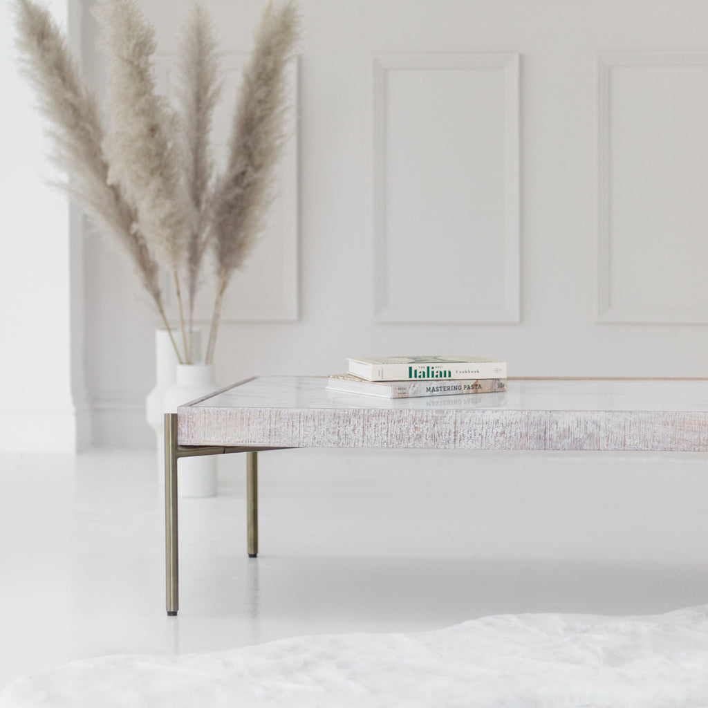 Marble and brass coffee table