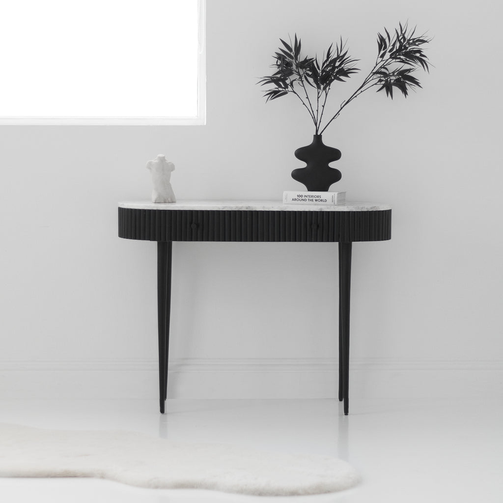 Marble Ribbed Console Table