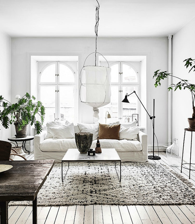 Naturally lit Scandinavian living room