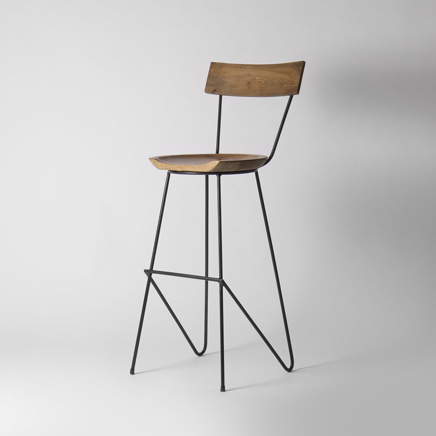 Stoker Wood And Metal Bar Stool With Backrest