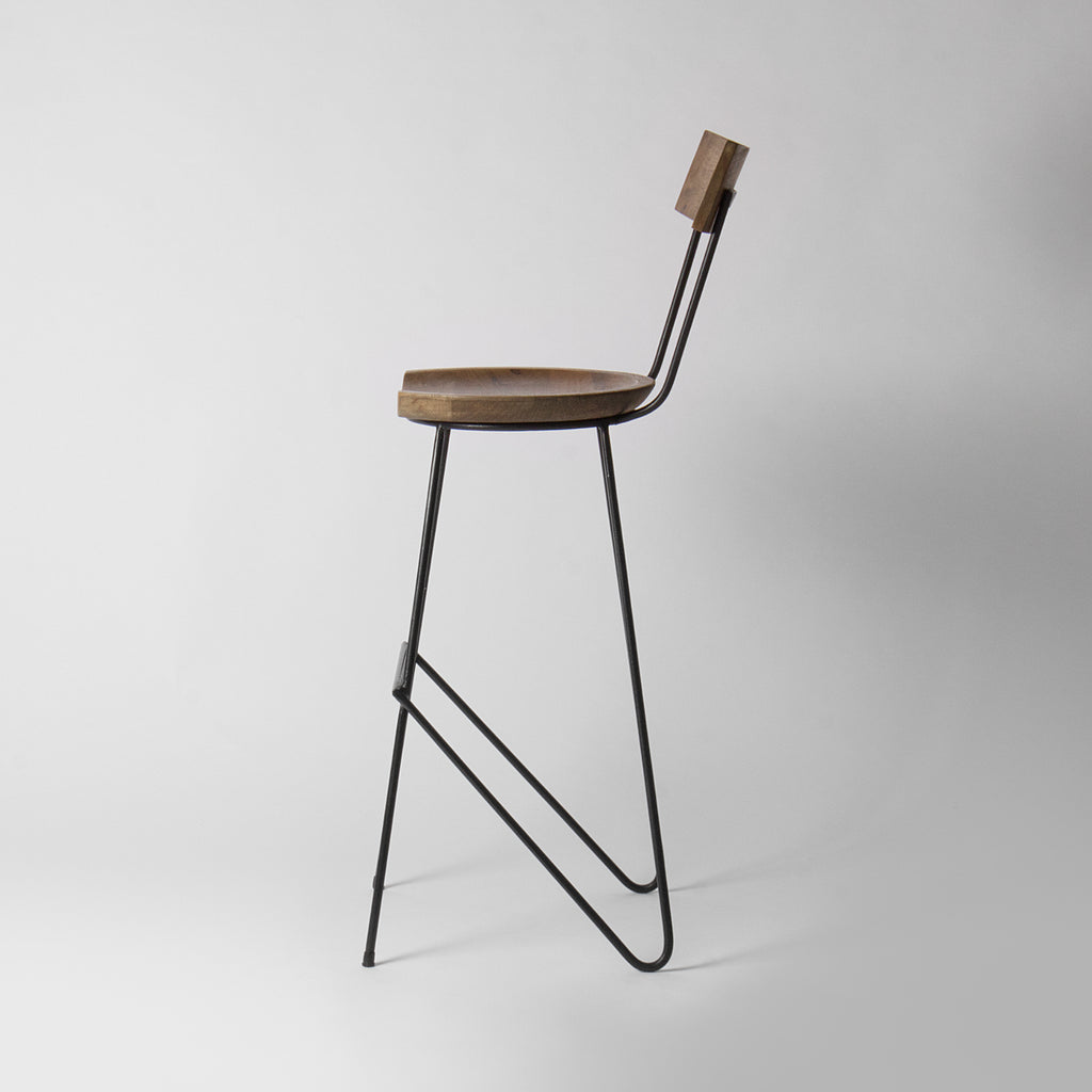 Stoker Wood And Metal Bar Stool With Backrest 72cm Vaunt Design