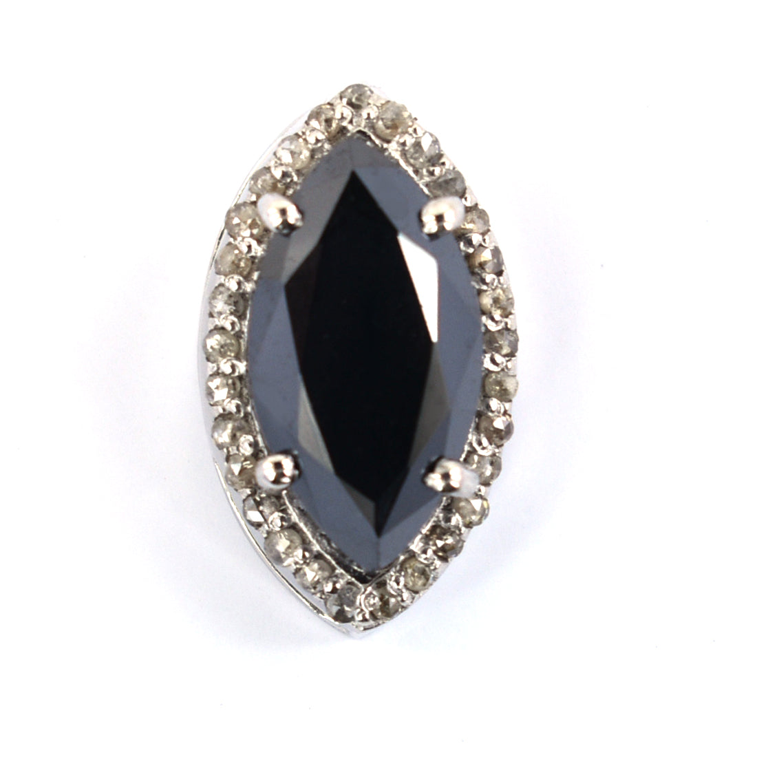 5.75 Ct Marquise Shape Black Diamond Pendant with Diamond Accents. AAA ...