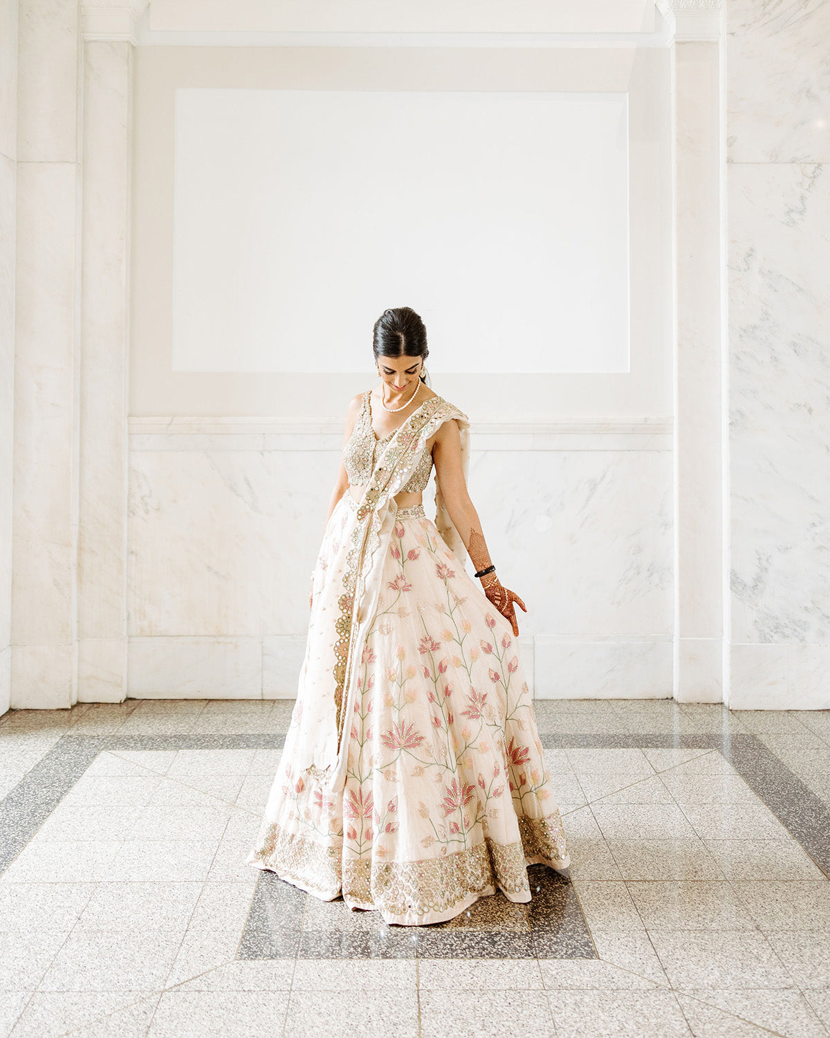 Shaheen Gilani in the Cream Lehenga Set by Arpita Mehta at KYNAH