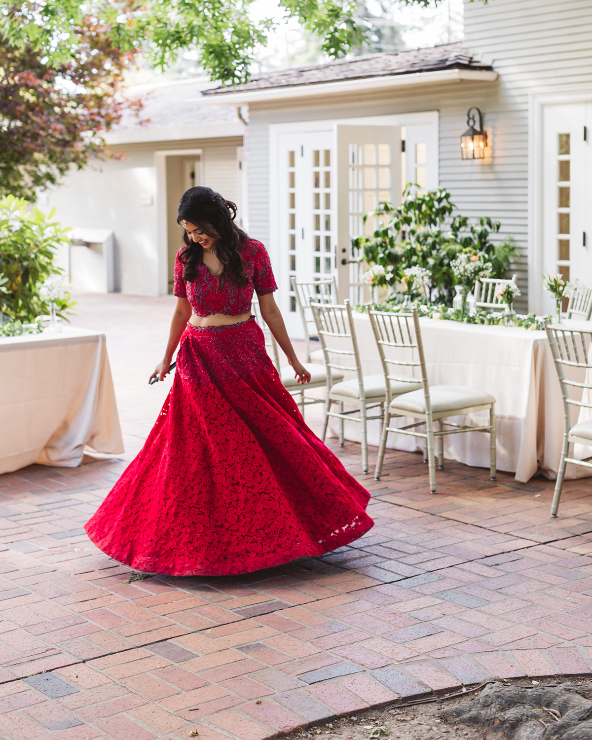 Aishwarya Nagaraj in the Red, Bohemian, Frida, Wildflower Lehenga by The Little Black Bow at KYNAH