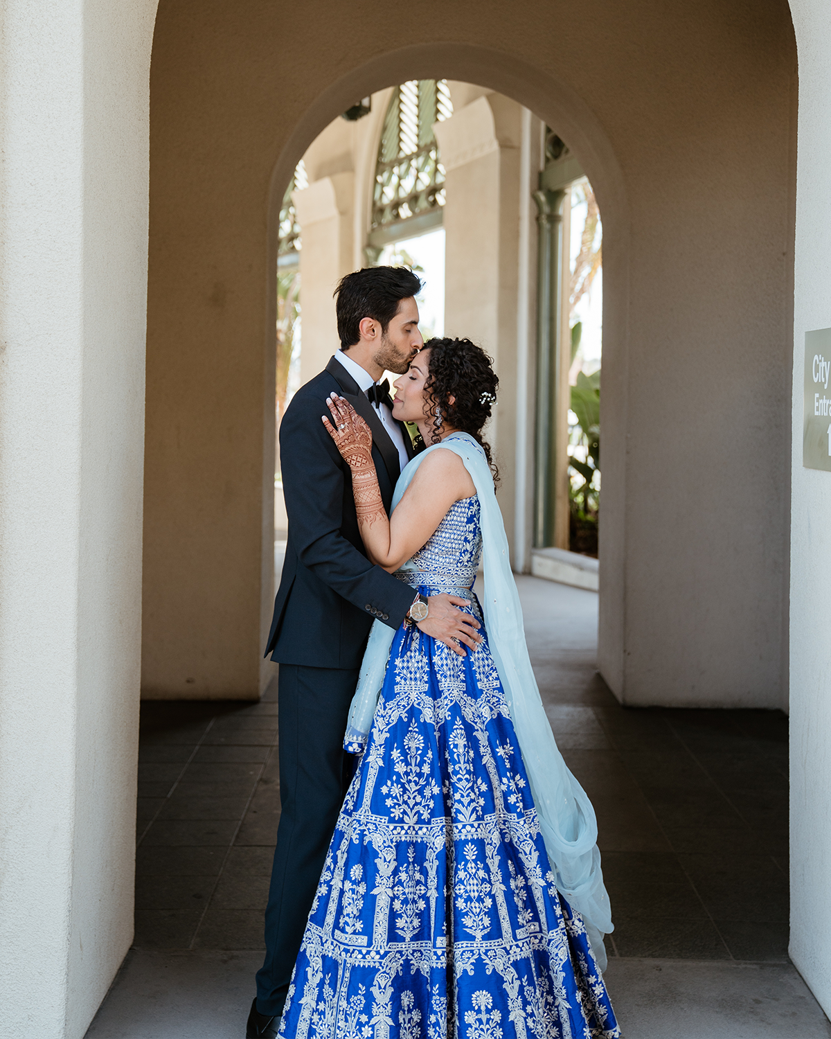 Zeena Khalfan in the Azure Lehenga by Seema Gujral 