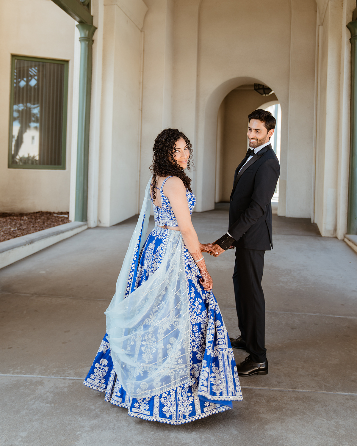 Zeena Khalfan in the Azure Lehenga by Seema Gujral